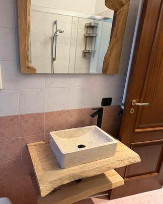 piano lavabo in legno massello 