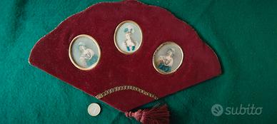 Quadro/Ventaglio vell. bordeaux Vintage Dame '700