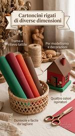 Set di 4 cartoncini ondulati colorati (rosso, aran