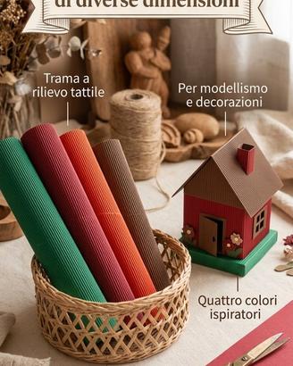Set di 4 cartoncini ondulati colorati (rosso, aran