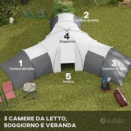 Tenda campeggio con 3 stanze e soggiorno 