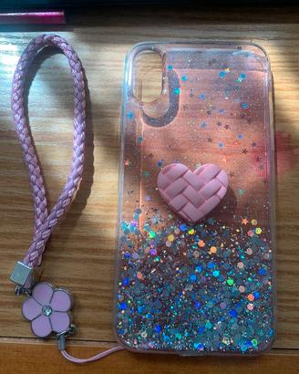 COVER IPHONE XR CON BRILLANTINI E CUORE NUOVA