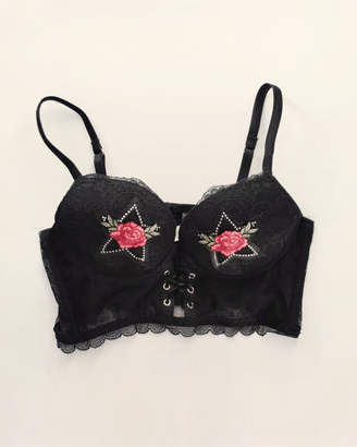 Corpetto Intimissimi in pizzo nero con dettagli fl
