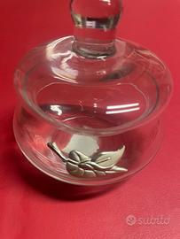 Porta caramelle in vetro e argento