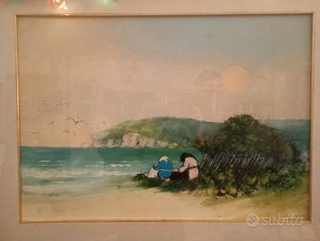Mario Lupo, quadro originale paesaggio marino