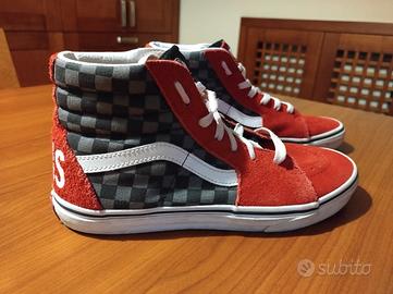 Scarpe Vans alte rosse scamosciato e tela 38 5 Abbigliamento e