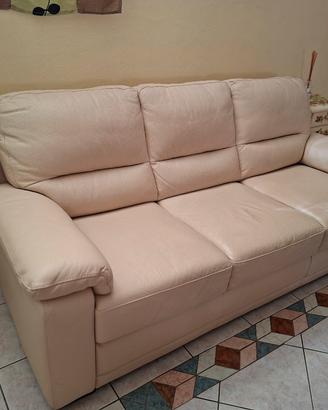 coppia divani pelle beige