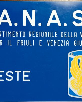 ANAS Trieste insegna tabella vintage 