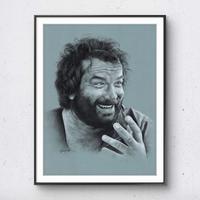 Bud Spencer ritratto. Stampa HD di disegno orig. 