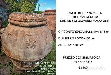 Orcio di terracotta Impruneta antico