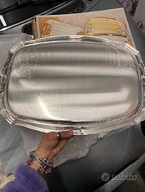 Vassoio placcato in argento e ottone