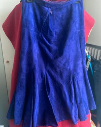 Gonna in pelle scamosciata  midi