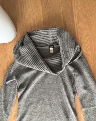 Abito maglione vestito pullover collo ampio Grigio