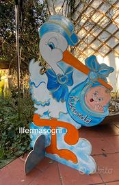 Cicogna nascita , sagome in legno