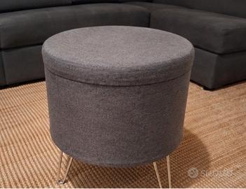 Pouf contenitore grigio con vano portaoggetti