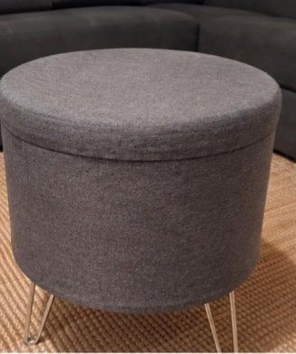 Pouf contenitore grigio con vano portaoggetti