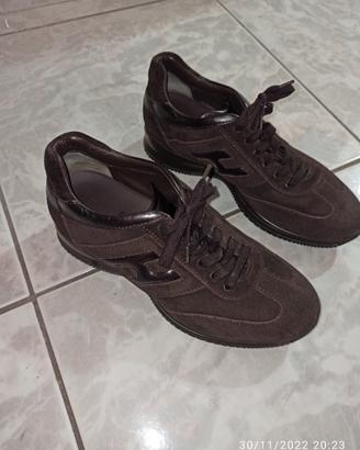 Scarpe Hogan di camoscio marrone scuro taglia5(40)