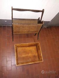 Porta riviste e vassoio antichi