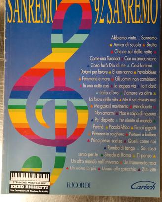 libro spartiti Sanremo 1992