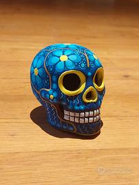 Teschio messicano originale dipinto a mano 7x7 cm