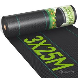 Telo Pacciamatura Anti Erbacce, 3m x 25m, 75m² Tel
