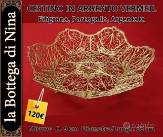CESTINO IN ARGENTO VERMEIL – FILIGRANA PORTOGHESE
