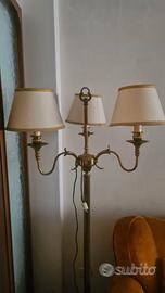 Piantana Vintage in Ottone a Tre Bracci