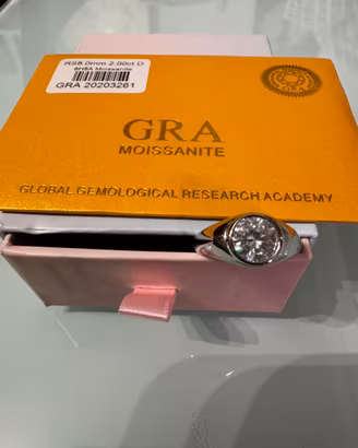 Anello  uomo Moissanite 2 ct  argento misura 9 us