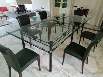 Tavolo in ferro battuto e cristallo