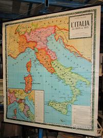 Antica carta scolastica l'italia 1809 1815