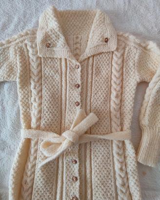 Completo vintage bambina berretto più cardigan 