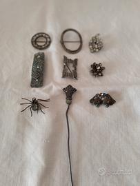 Set 10 pezzi spille e collana Vintage 