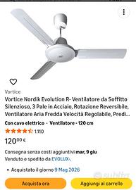 Ventilatori (2) da soffitto nuovi con telecomando