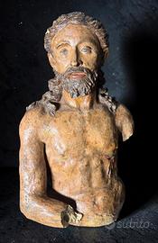 Scultura Cristo XIV 1400 Senese stucco policromo