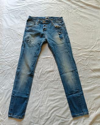 Jeans vintage 40 slim blu strappi XS 14 16 anni 