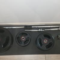 SET CORENGTH PESI GOMMATI 140KG+MANUBRI+BILANCIERE