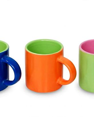 set di 5 tazzine da caffè in ceramica colorate pop