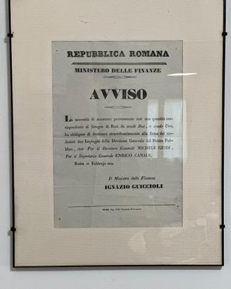 Avviso Originale Repubblica Romana 1849