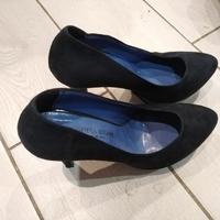 SCARPE DONNA CON IL TACCO BLU SCAMOSCIO