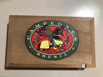 Scatola vintage legno 21 sigari Campeones Brésil