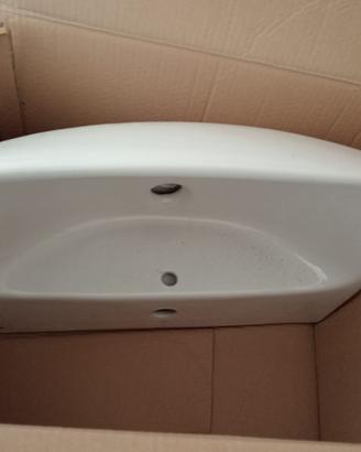 Lavabo in ceramica bianca con colonna – Nuovo
