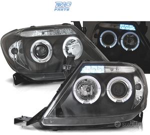FARI PER TOYOTA HILUX 05-11 LED OCCHI ANGELI NERI