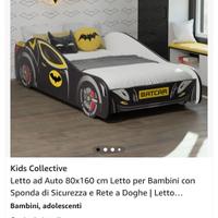 letto per bambini batcar con materasso incluso 