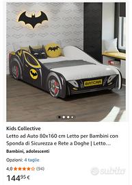 letto per bambini batcar con materasso incluso 