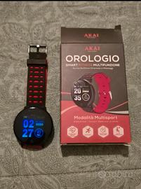 Smartwatch Akai Multifunzione Rosso Nuovo