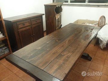 Tavolo rustico legno massiccio arte povera