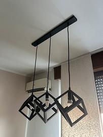 Lampadario Maison du Monde 3 luci nero ferro