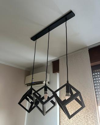 Lampadario Maison du Monde 3 luci nero ferro