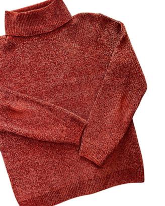 Maglione collo alto a costine color mattone tg.XL