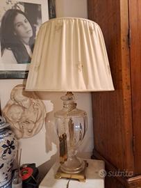 Lampada classica cristallo con colonna in marmo